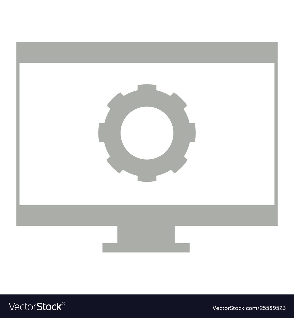 Monitor screen with a gear symbol programming