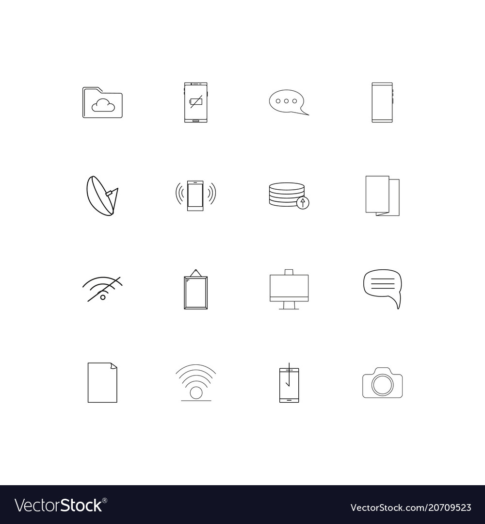 Network and database simple linear icons set
