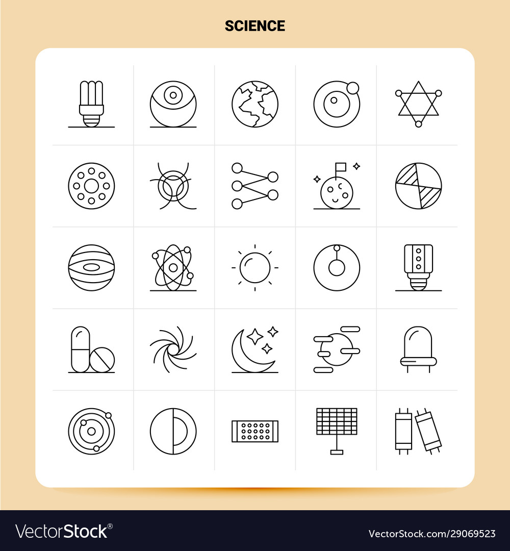 Outline 25 Science-Icon set line style design