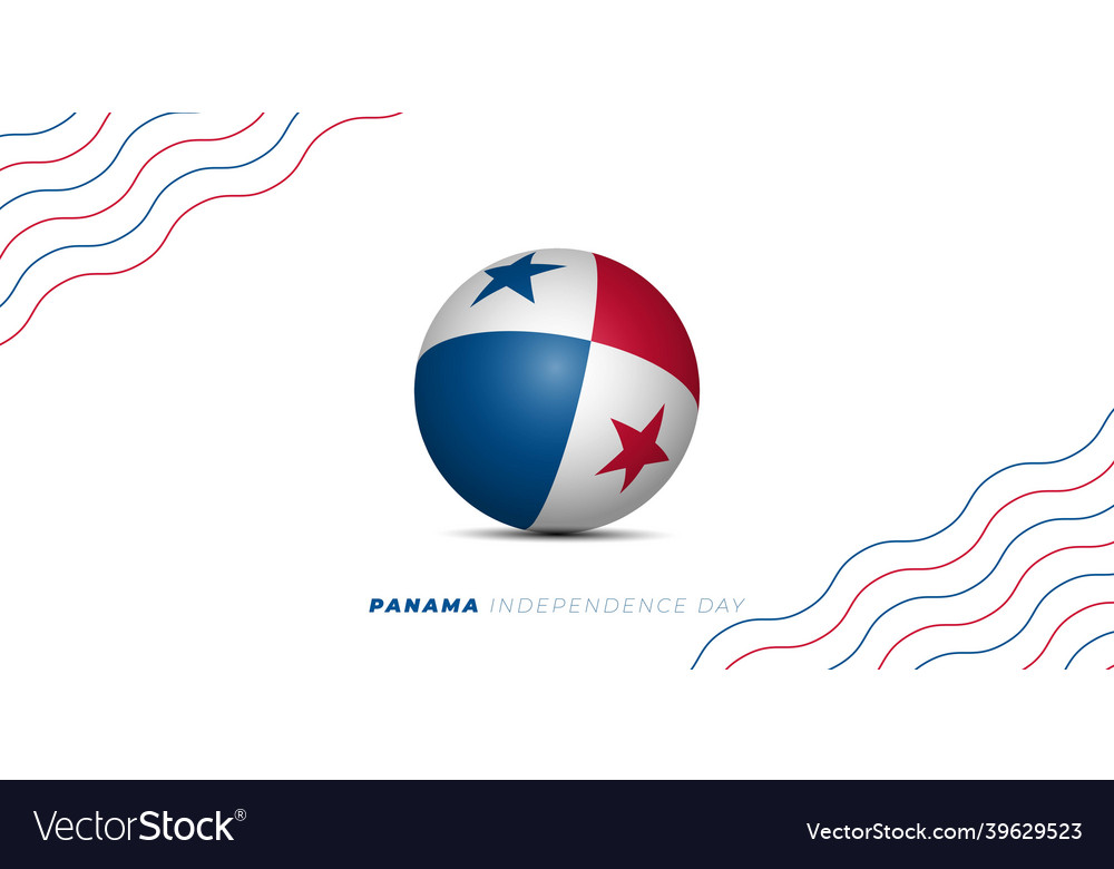 Panama round flag with wave line background
