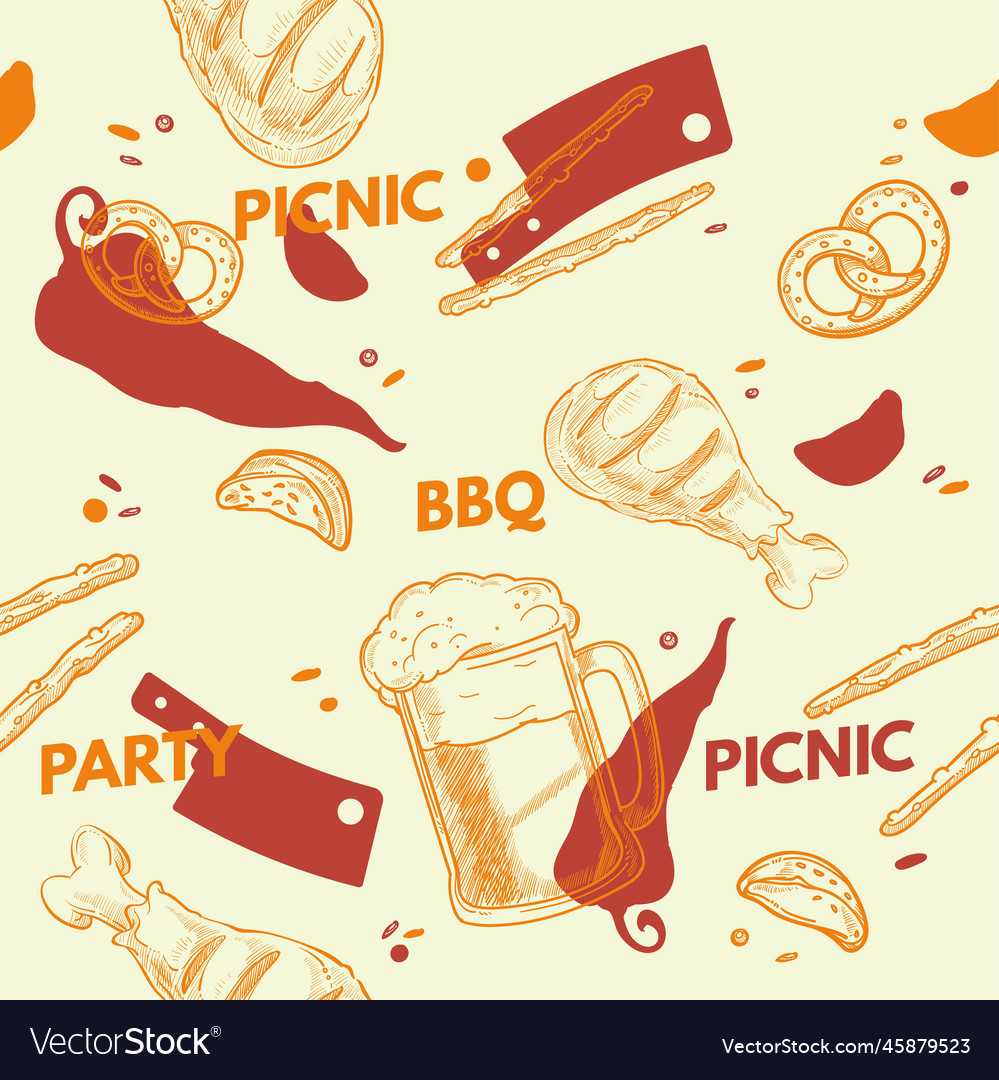 picnic-and-barbecue-party-drinks-and-food-vector-image