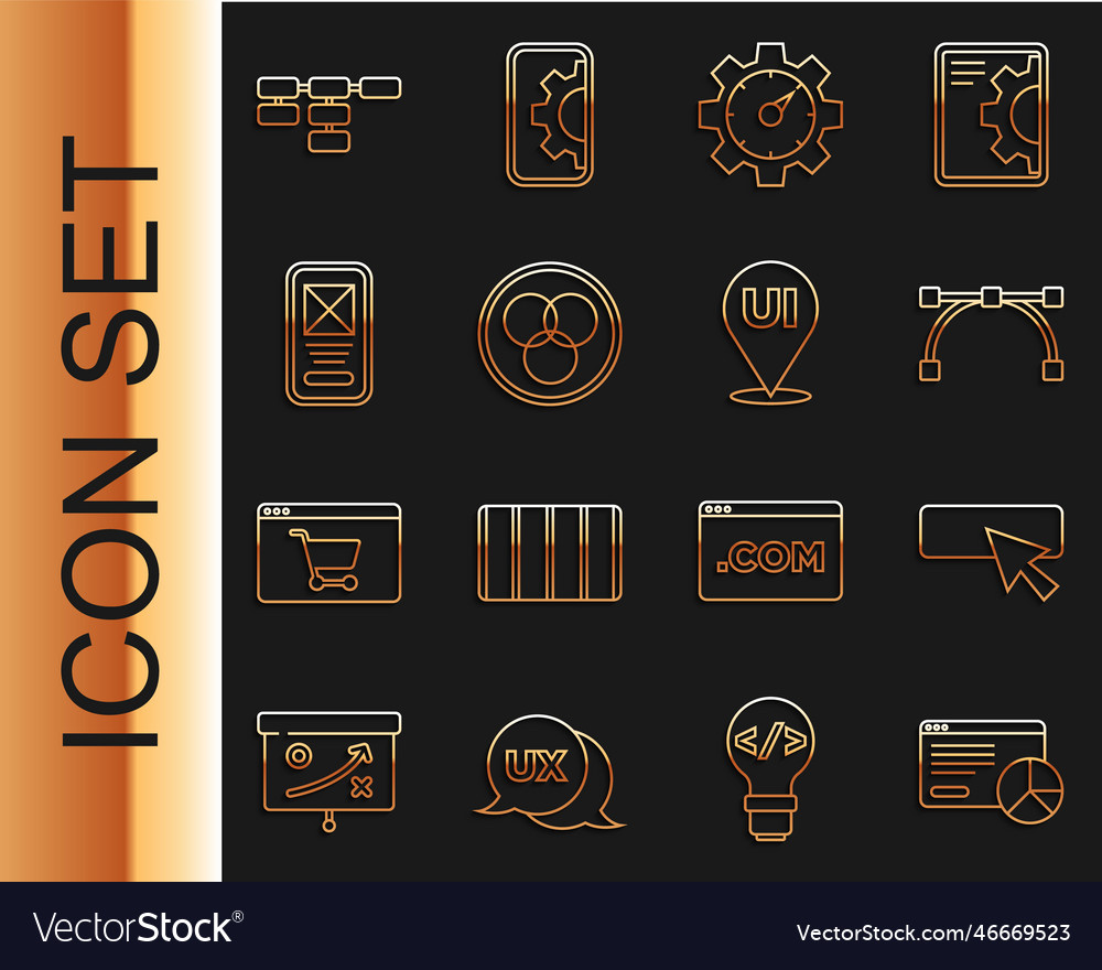 Set line website statistic ui or ux design vector image Set line website statistic ui or ux design