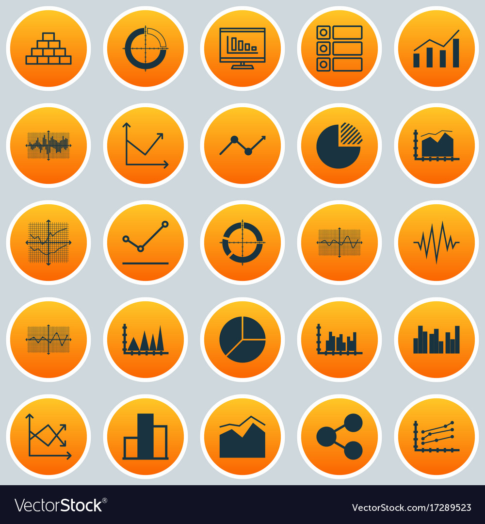 Set of graphs diagrams and statistics icons