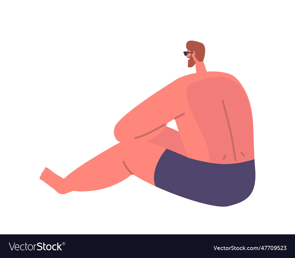 Sunburned man male character with a burnt back