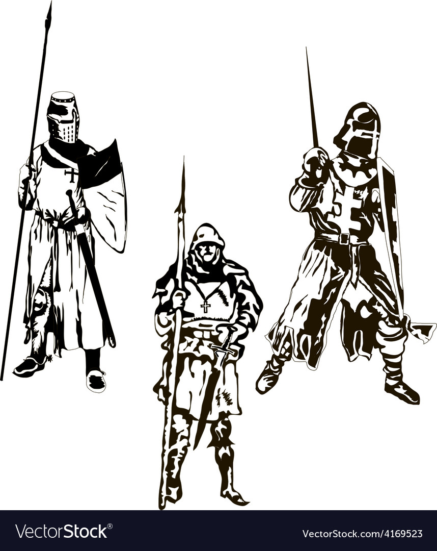 Three medieval knights