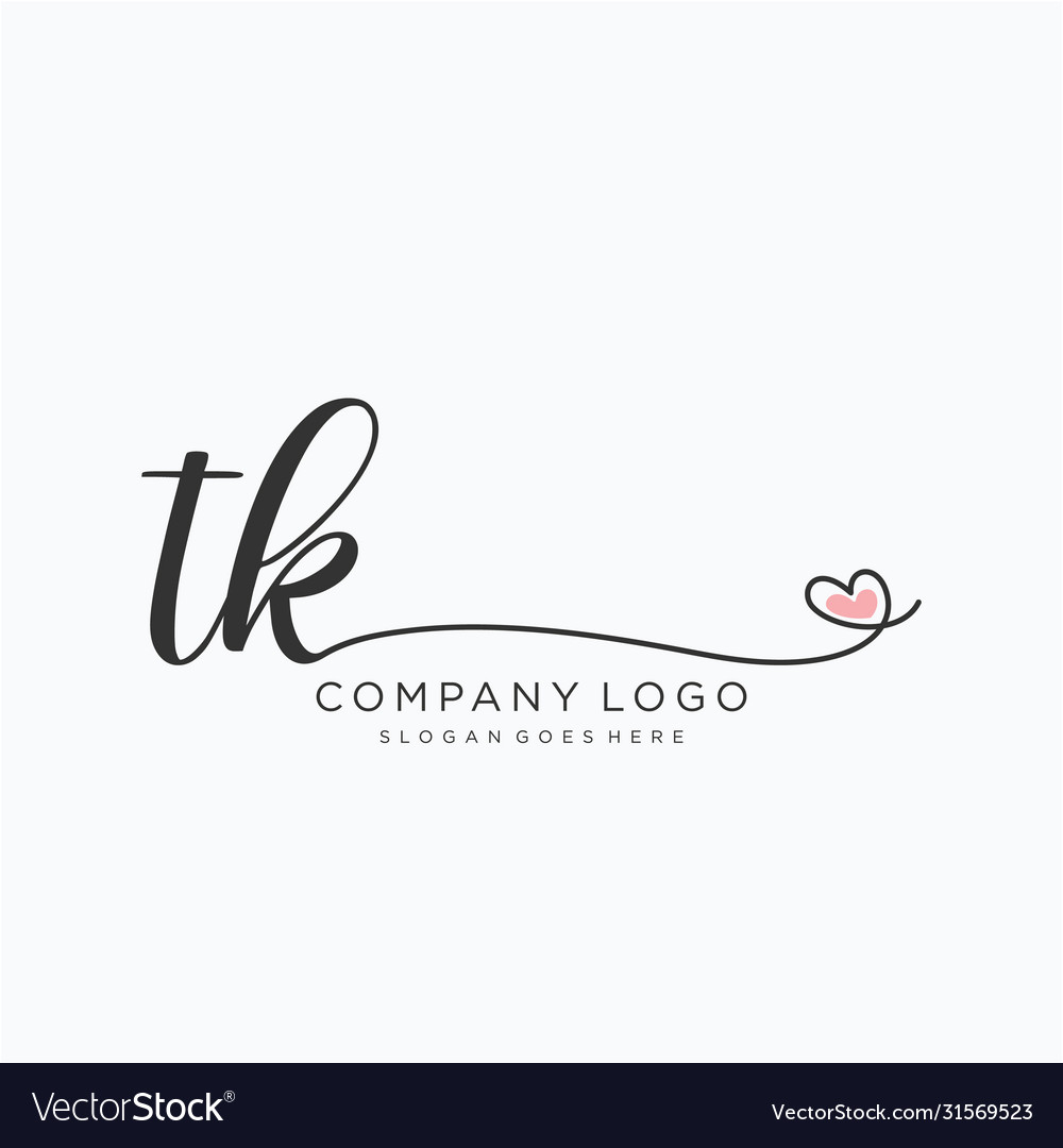 Tk initial handwriting logo design