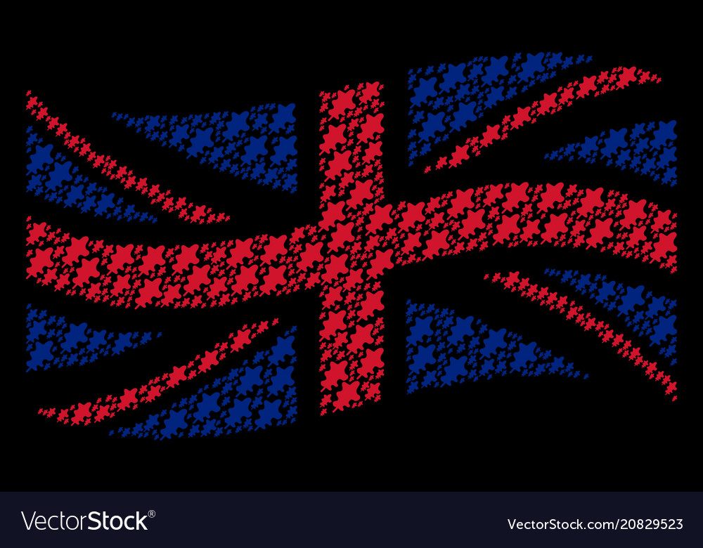 Waving uk flag pattern of oak leaf icons