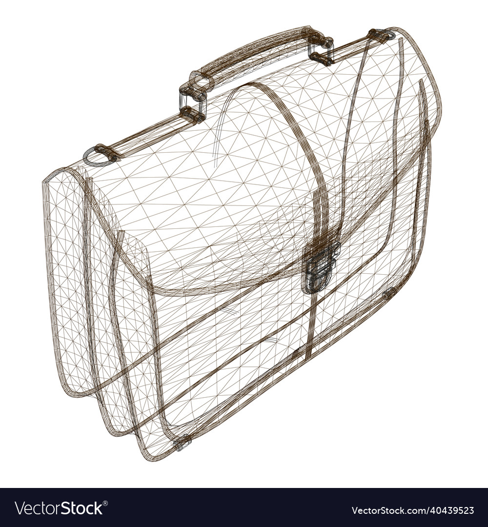 Wireframe of a business suitcase from brown lines