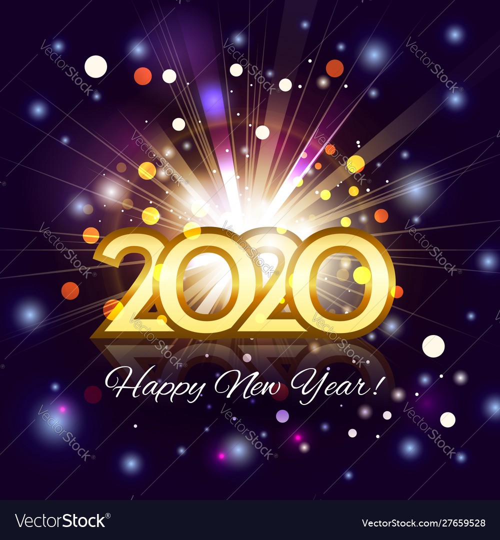 2020 golden number happy new year greeting card Vector Image