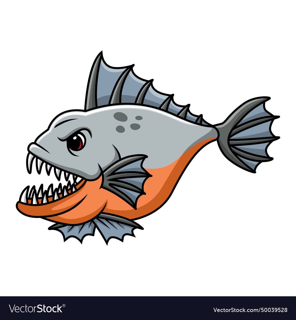 Cute piranha cartoon a swimming