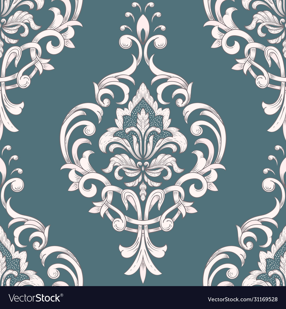 Damask seamless pattern element classical Vector Image Damask seamless pattern element classical