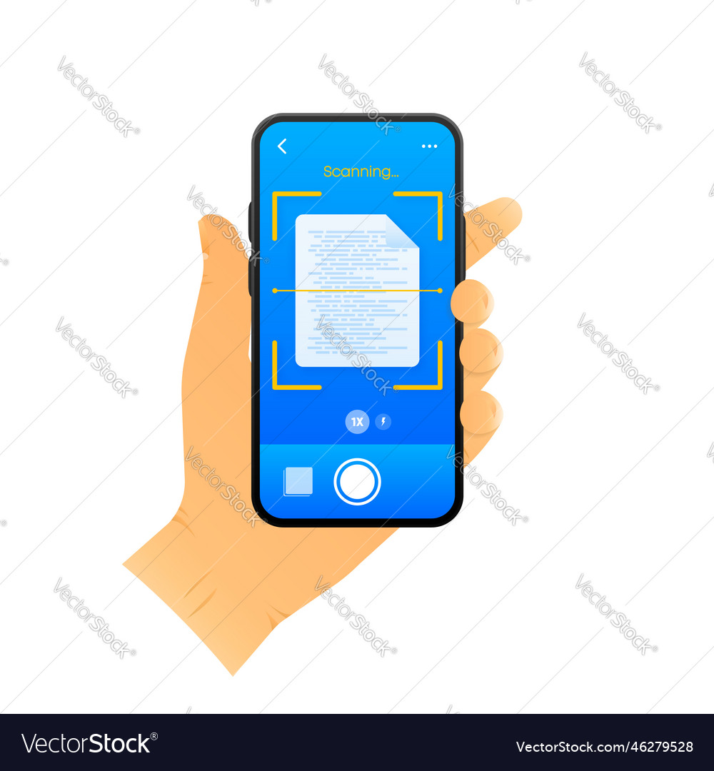 Document scanner in smartphone phone interface vector image Document scanner in smartphone phone interface