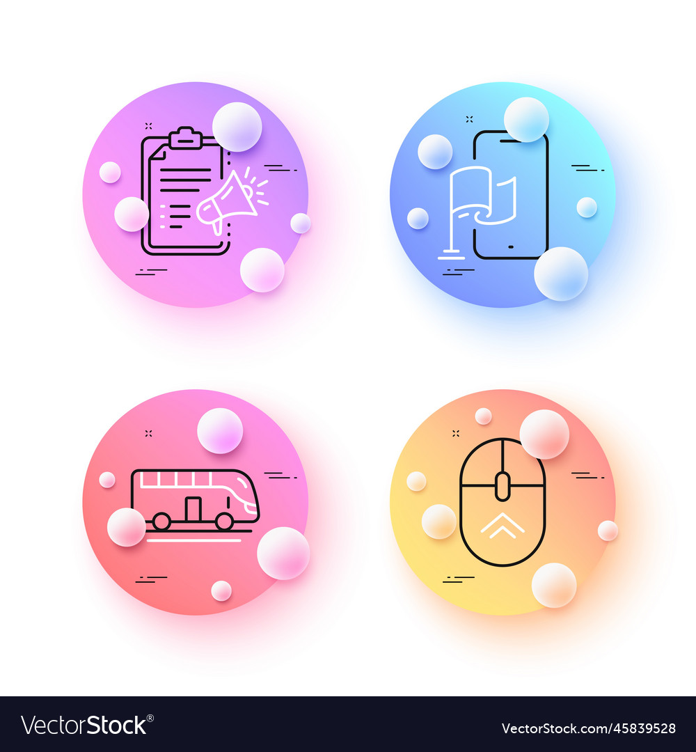 Location app swipe up and bus tour minimal line vector image Location app swipe up and bus tour minimal line