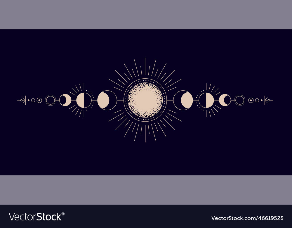 Moon Phases Whole Cycle On Night Sky Moonlight Vector Image Moon Phases Whole Cycle On Night Sky Moonlight Vector Image