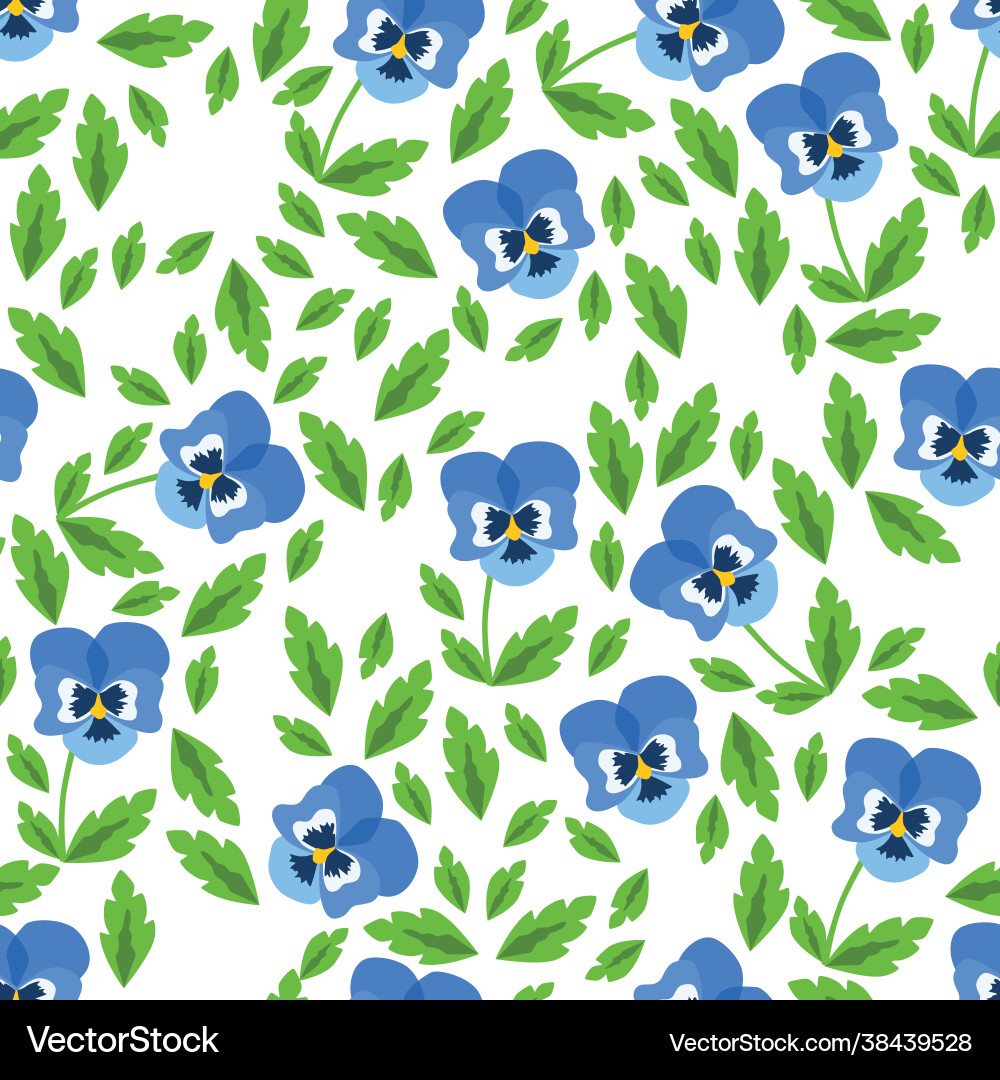 Pansy seamless pattern with white background Vector Image