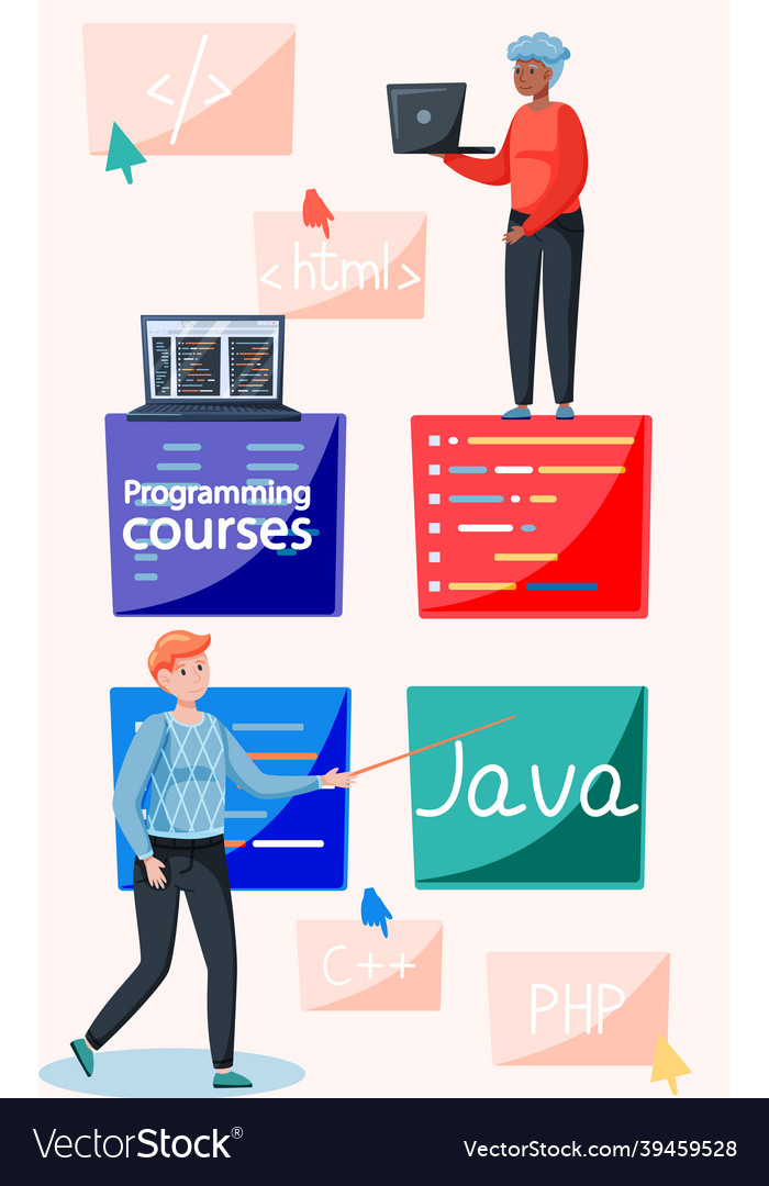 Programming courses online education coding vector image Programming courses online education coding
