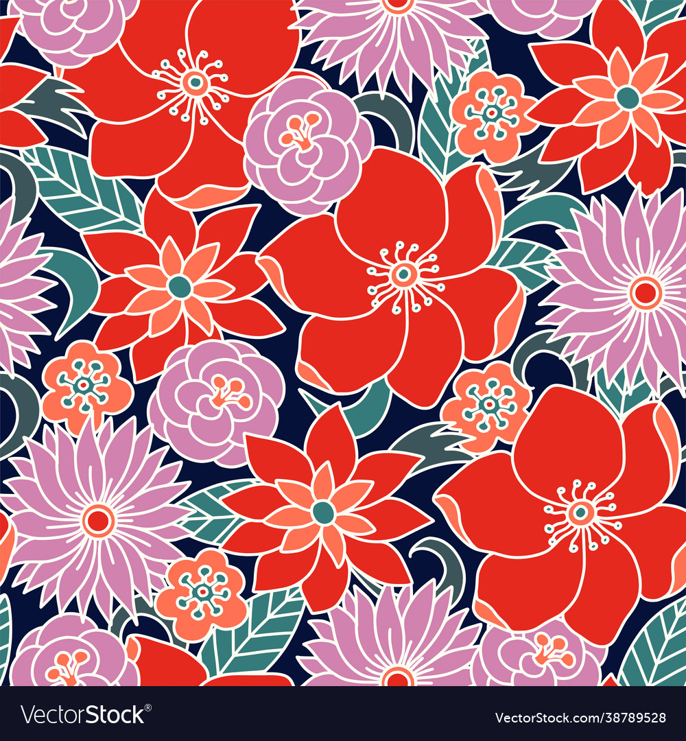 Retro Floral Pattern - 70s Style
