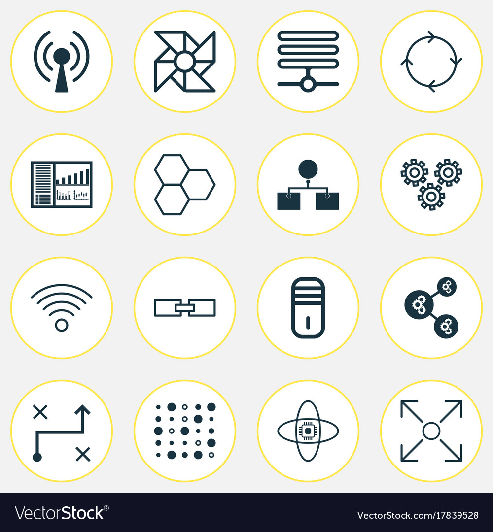 Robotics icons set collection of related