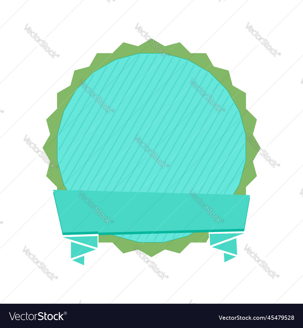 Round blank badge shape template with ribbon Vector Image