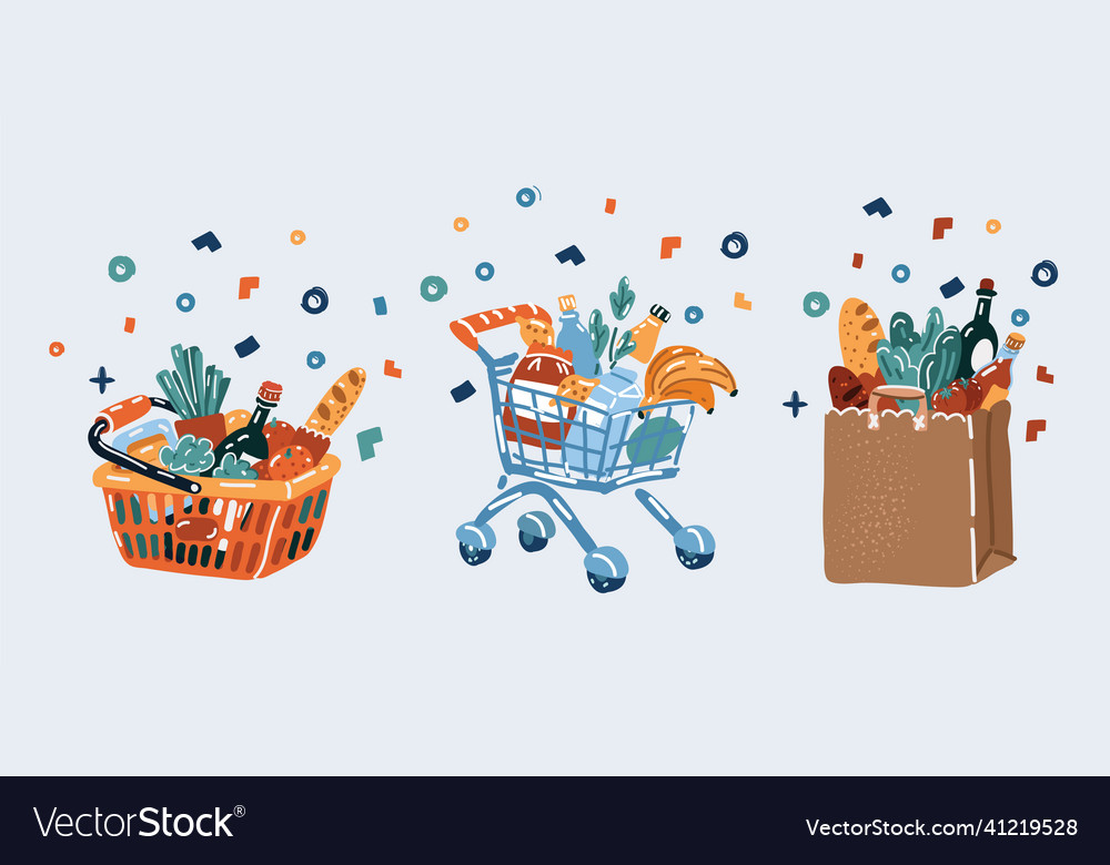 Shopping bag and baskets