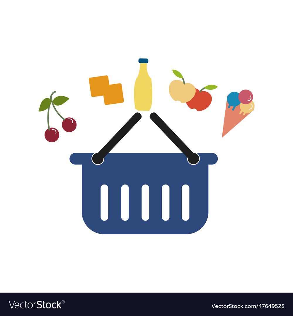 Shopping basket with foods