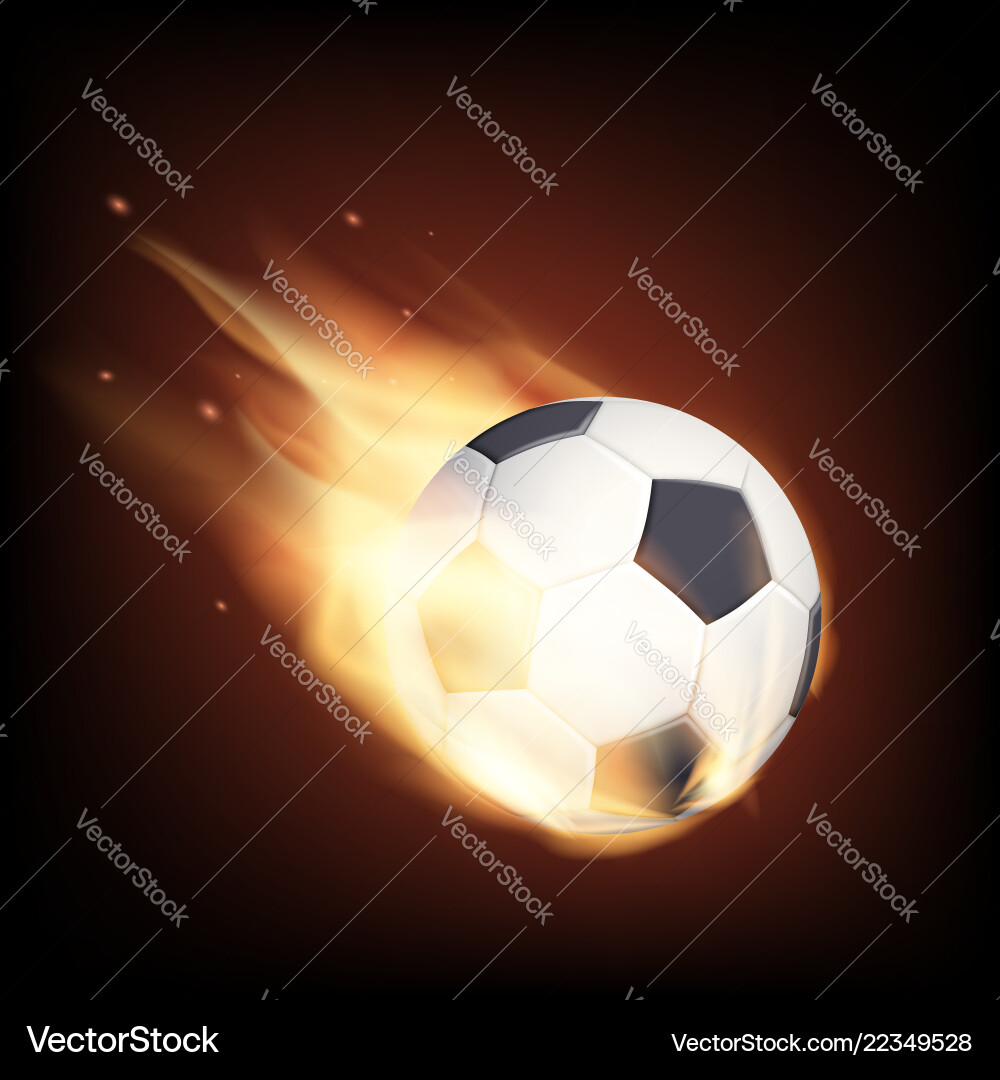Soccer ball on fire isolated on a black Royalty Free Vector