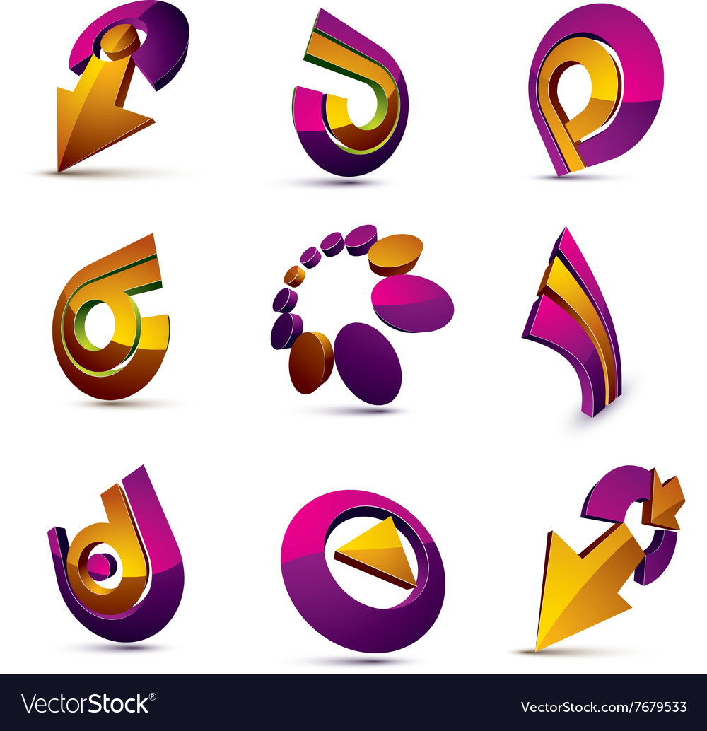 3d simple navigation pictograms collection set