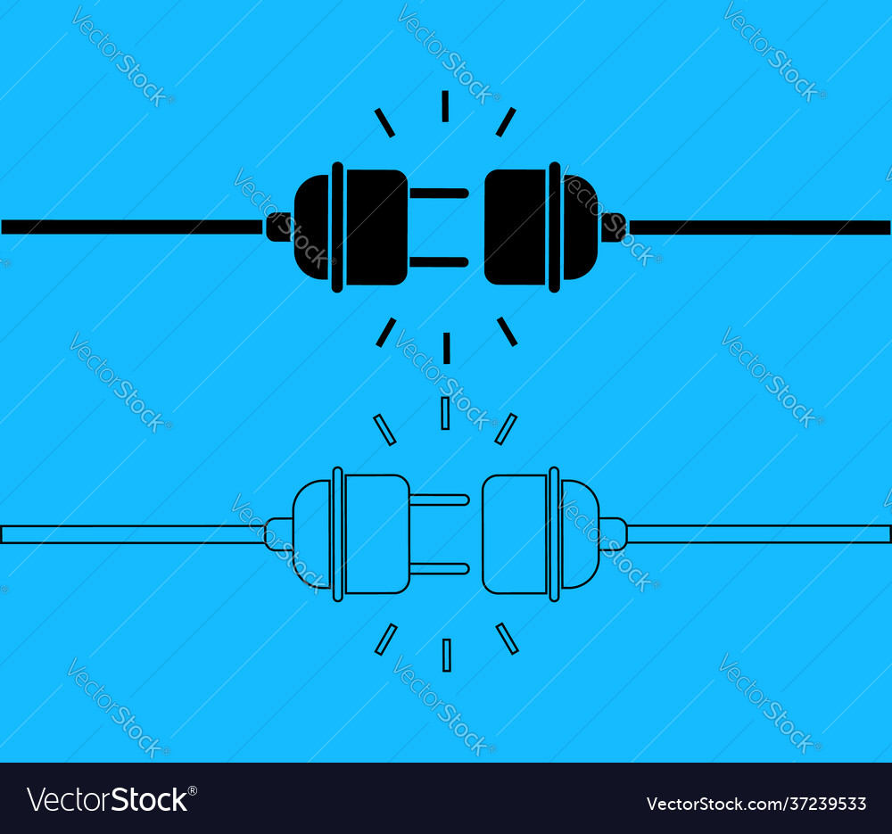 404 error electric disconnect plug with socket vector image 404 error electric disconnect plug with socket