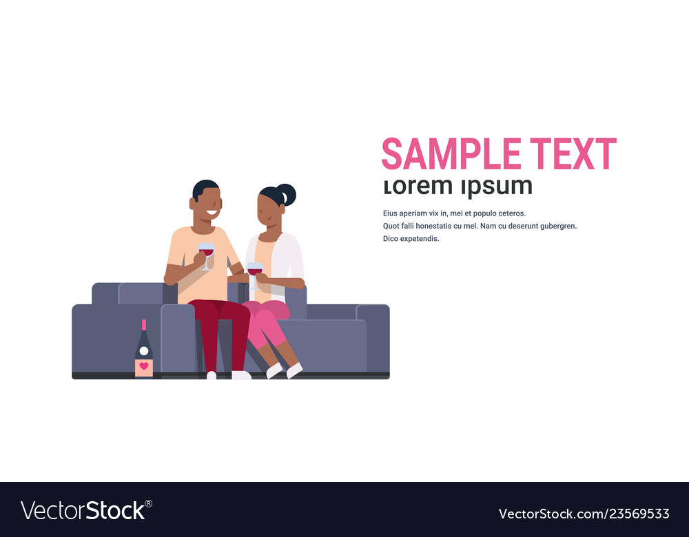 African american couple drinking wine man woman vector image African american couple drinking wine man woman