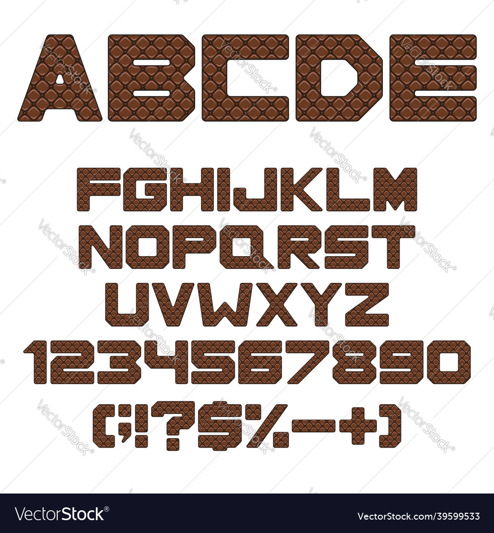 Alphabet with brown leather upholstery texture Vector Image