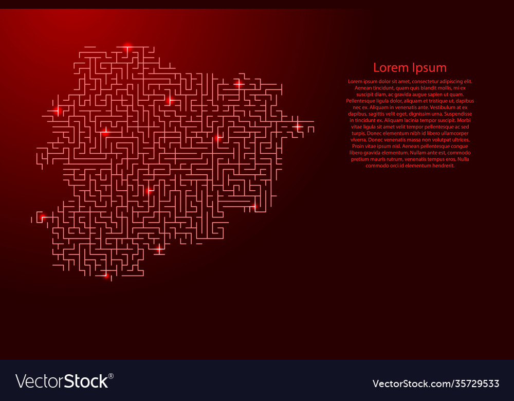 Andorra map from red pattern maze grid vector image Andorra map from red pattern maze grid