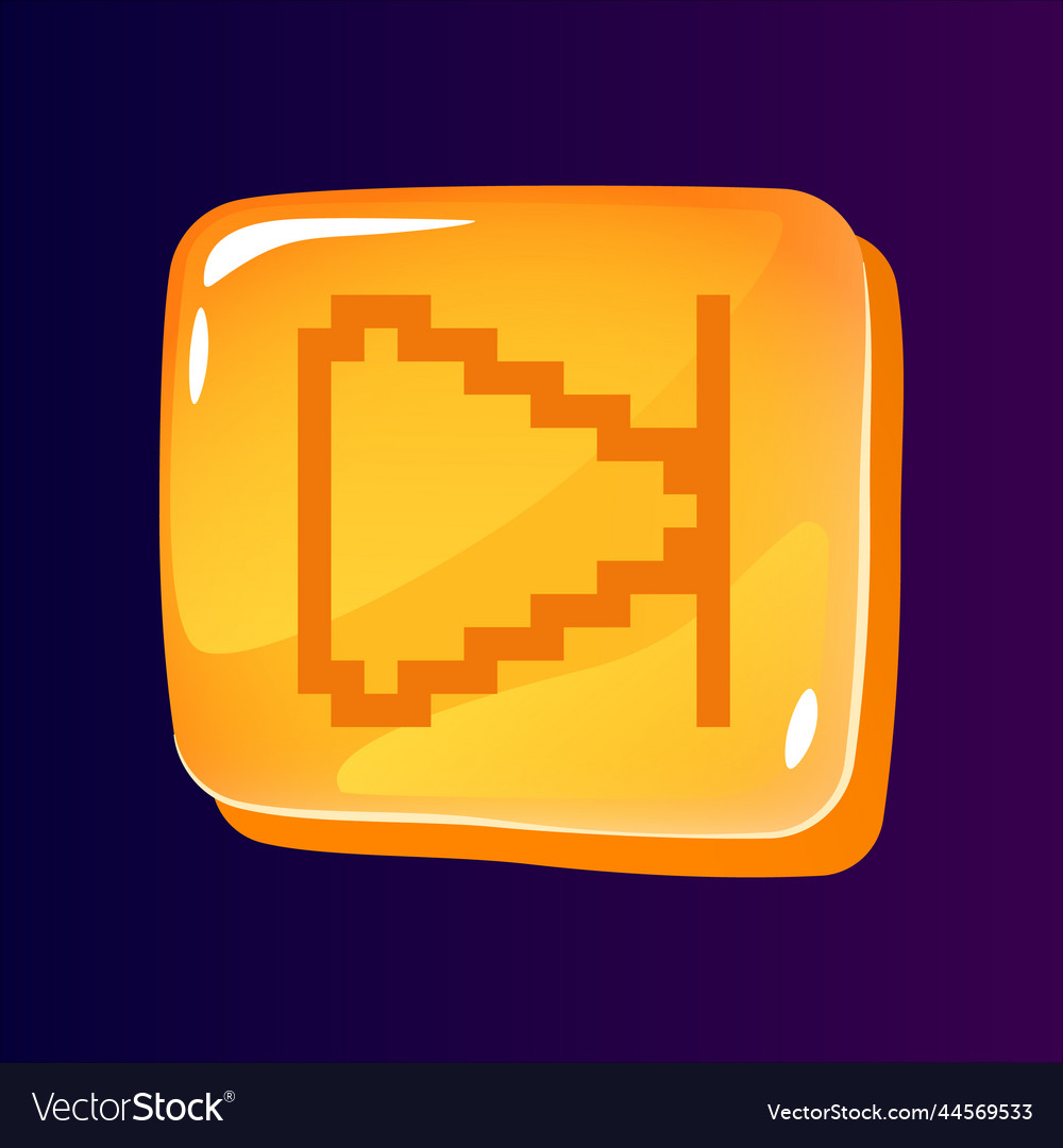 Backward rewind glossy ui button with pixelated