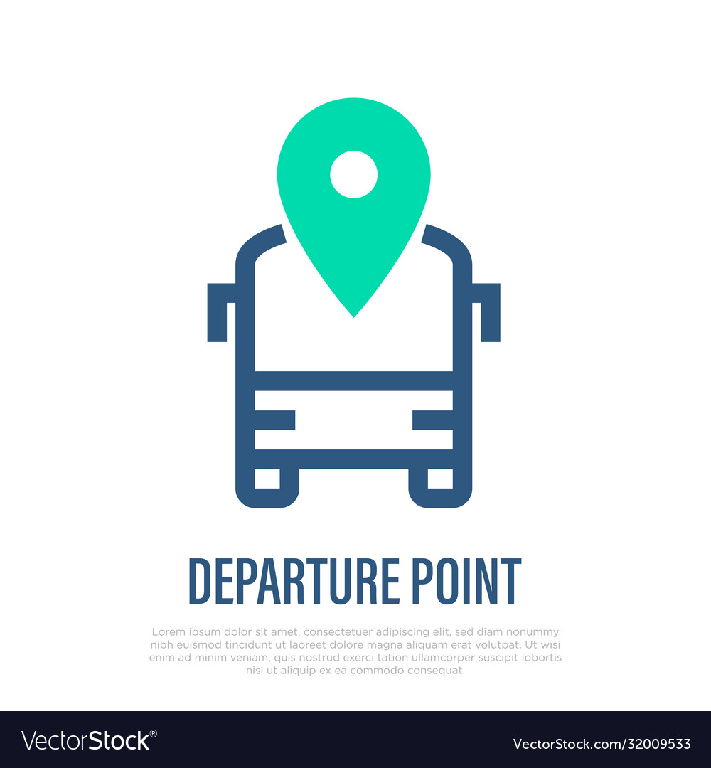 Departure point bus thin line icon front view