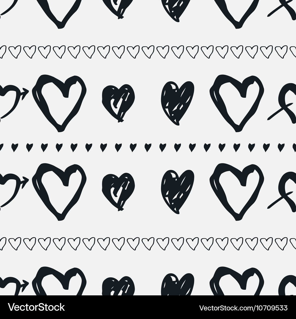 Doodle seamless pattern with hearts Royalty Free Vector