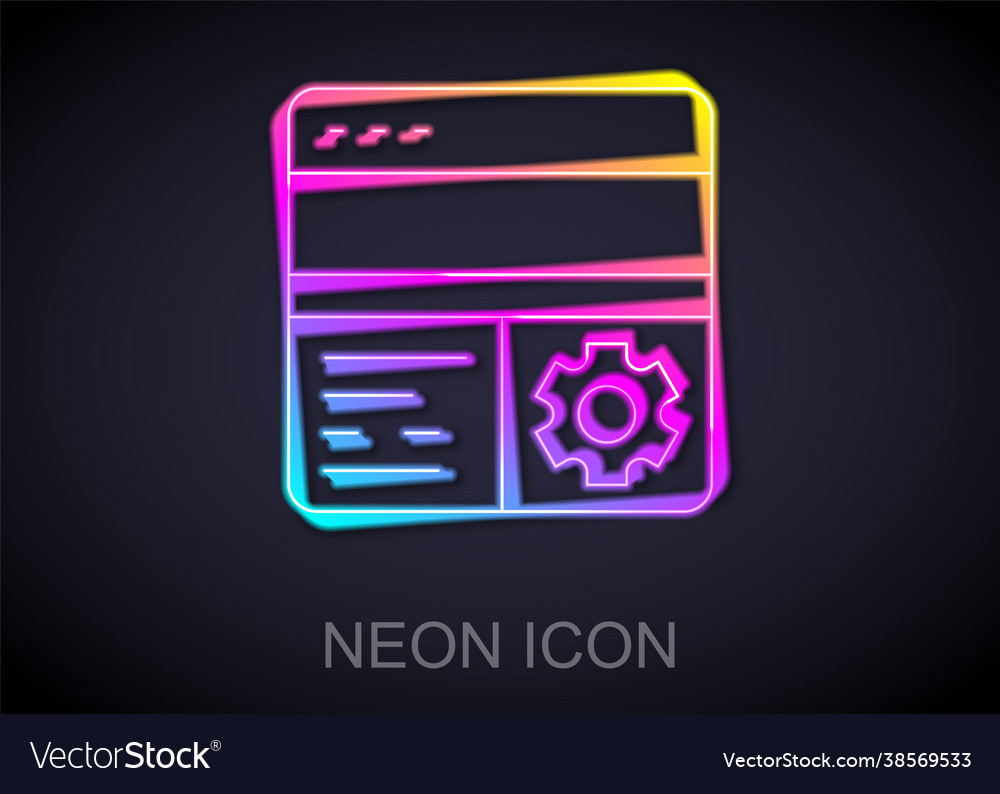 Glowing neon line debugging icon isolated on black vector image Glowing neon line debugging icon isolated on black