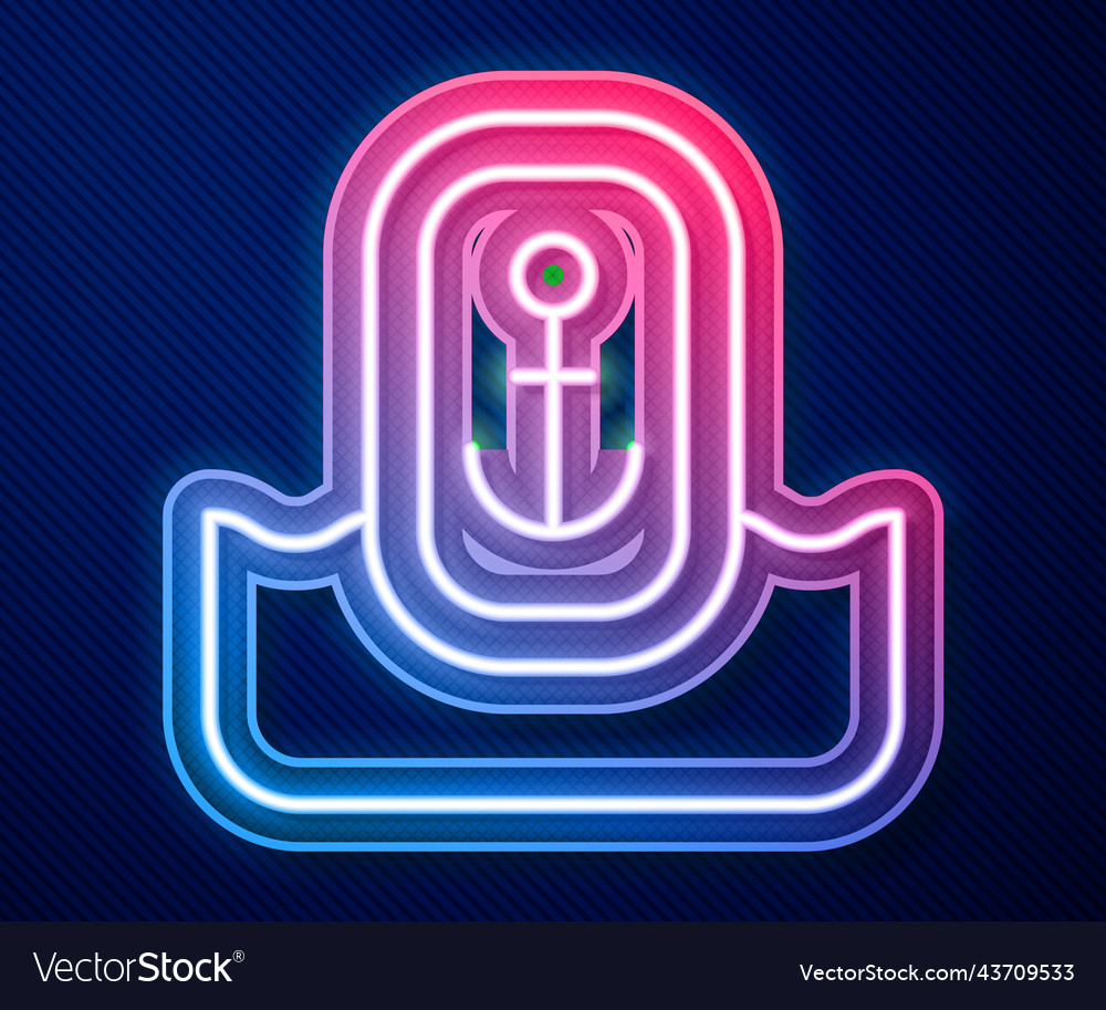 Glowing Neon Linienplaner mit Anker-Ikone