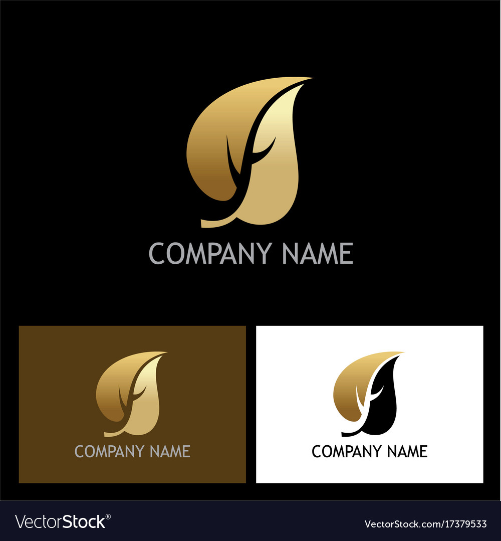 Gold leaf beauty logo Royalty Free Vector Image