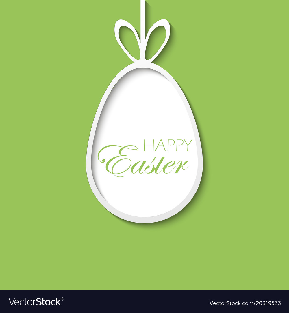 Happy easter greeting card with white egg