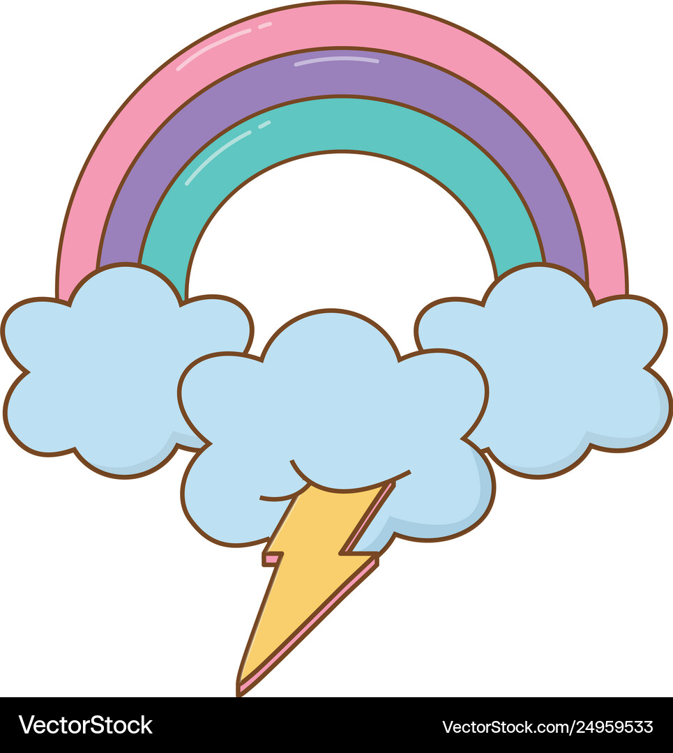 Lighting and cloud with rainbow Royalty Free Vector Image