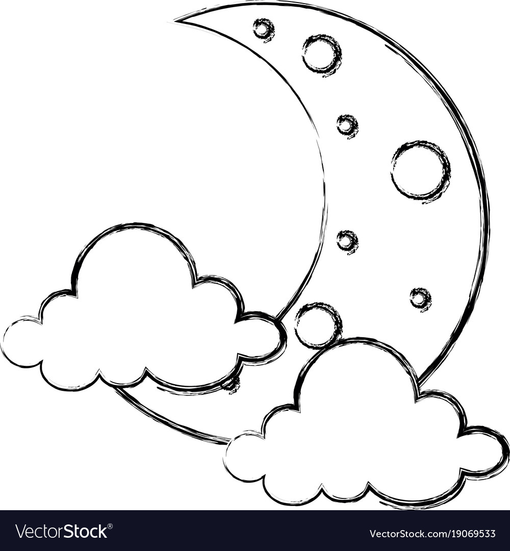 Moon night with clouds Royalty Free Vector Image