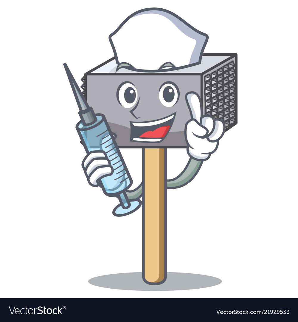 Nurse hammer cartoon for tenderizer the meat