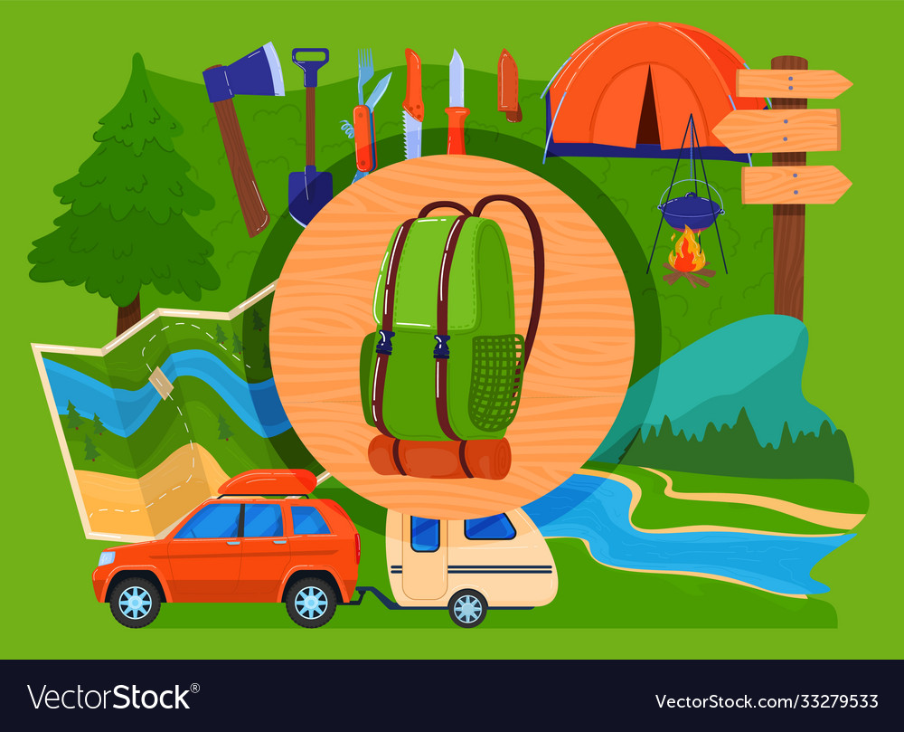 Outdoor eco tourism camping vacation concept