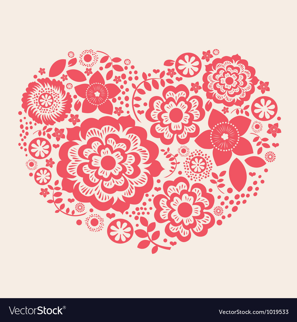 Download Red flower heart Royalty Free Vector Image - VectorStock