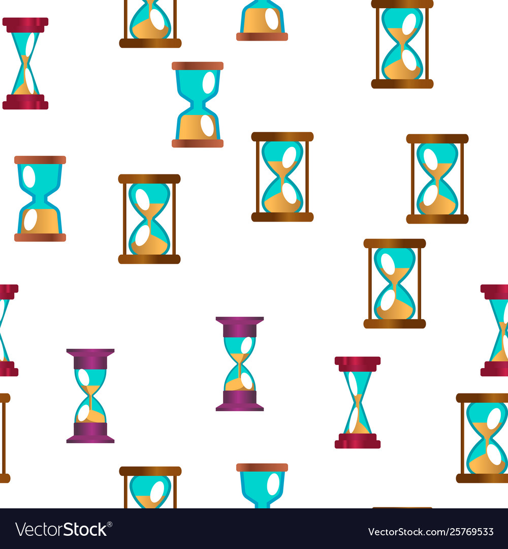 Sandclock icon set seamless pattern vector image Sandclock icon set seamless pattern