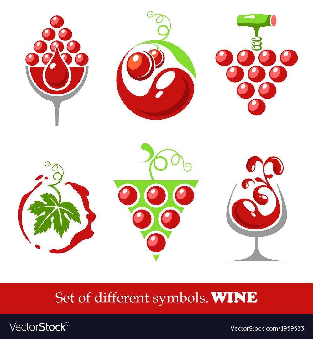 Signs and symbols of wine and grapes Royalty Free Vector