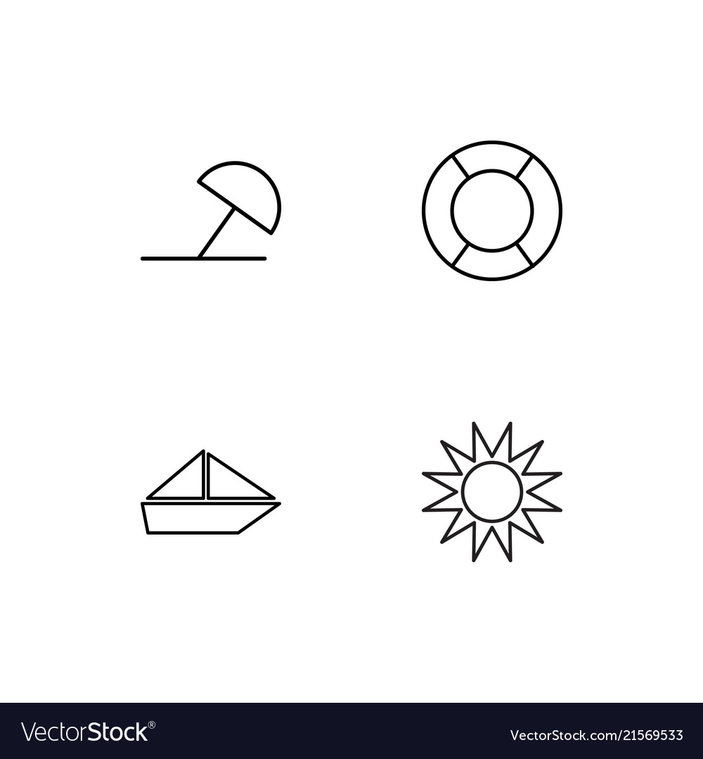 Summer linear icons set simple outline