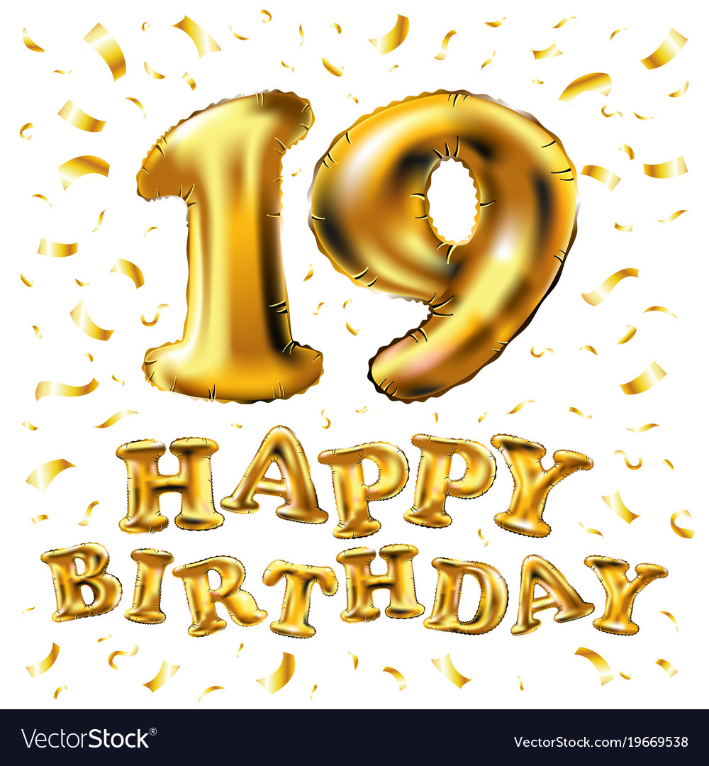  19  years  anniversary happy  birthday  joy Royalty Free Vector