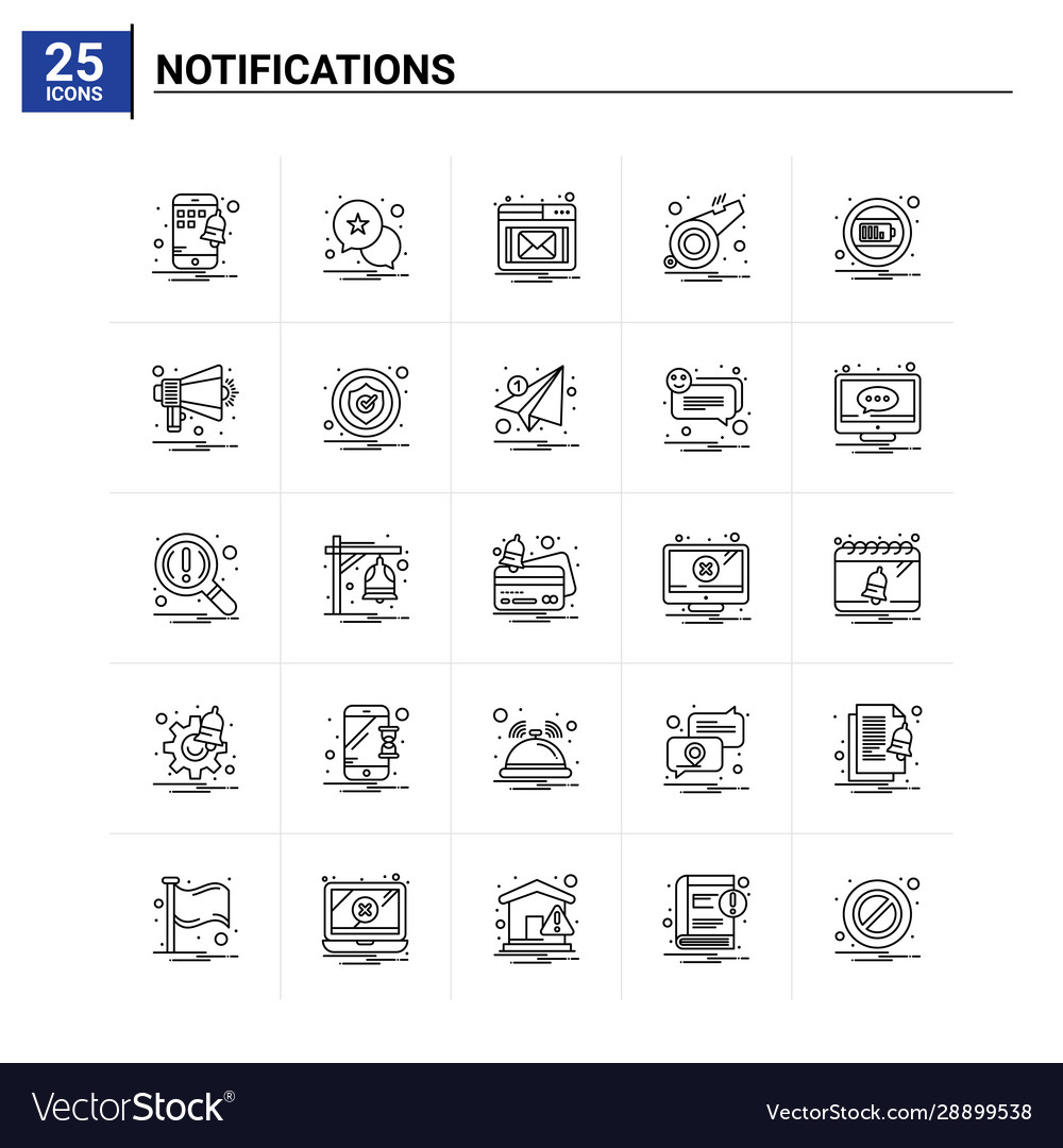 25 notifications icon set background