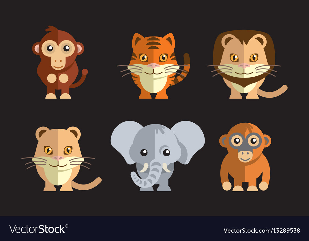 A cute exotic wild animals Royalty Free Vector Image A cute exotic wild animals Royalty Free Vector Image
