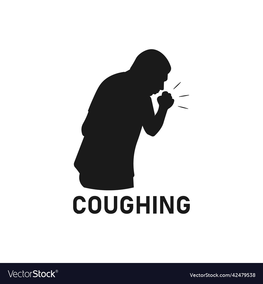 Adult man coughing silhouette dry cough logo Vector Image